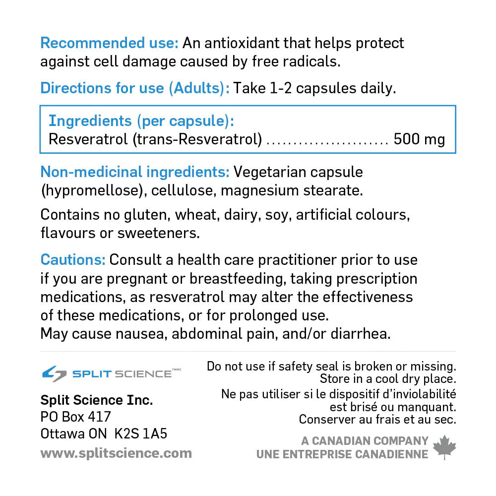 Resveratrol - High Potency 500 mg/capsule